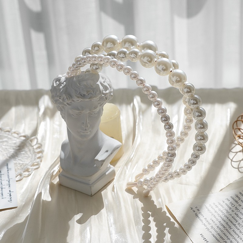 Băng Đô Cài Tóc Đính Ngọc Trai Đơn Giản Dễ Thương