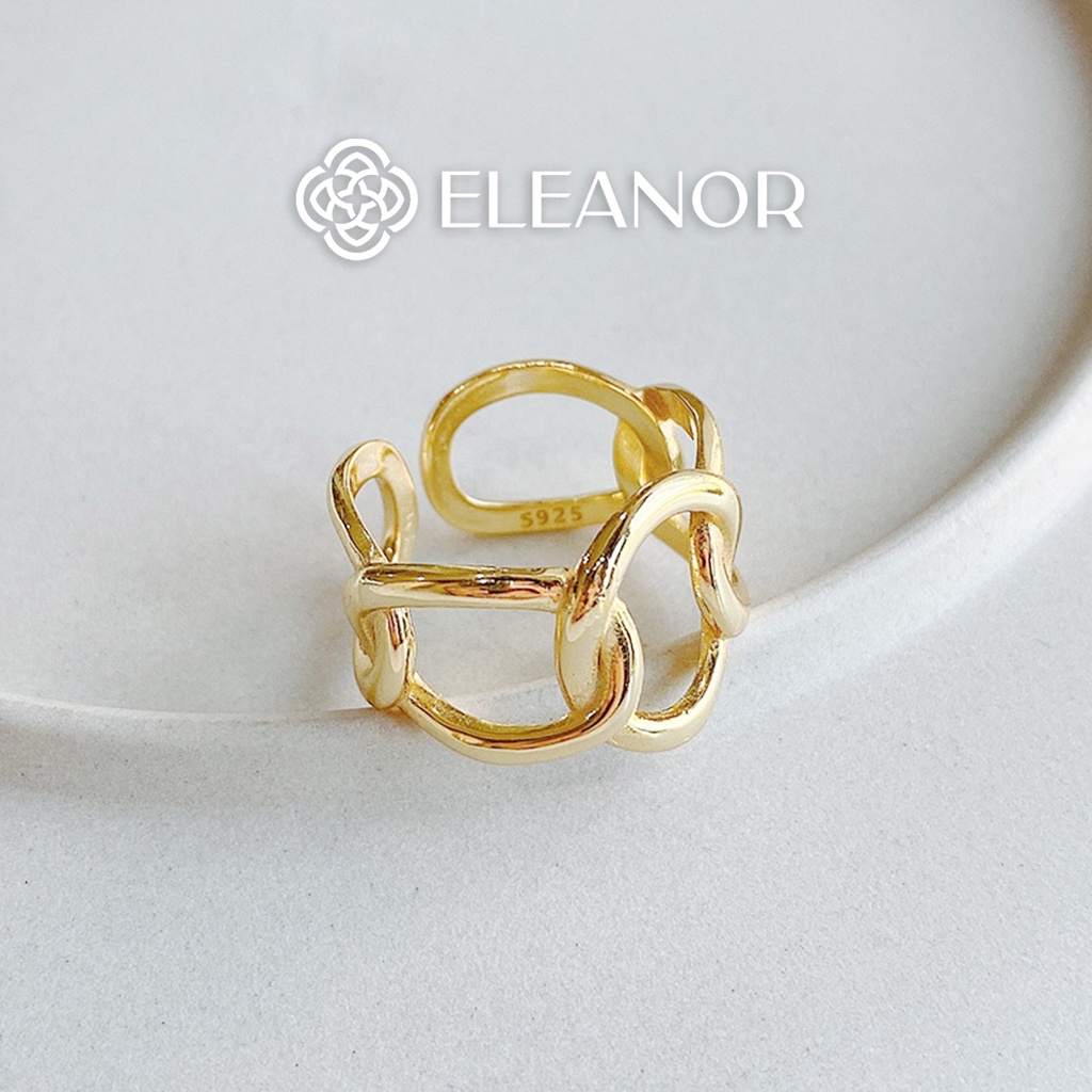Nhẫn Bạc Eleanor Mạ Vàng 14K Hình Mắt Xích Tròn Cá Tính