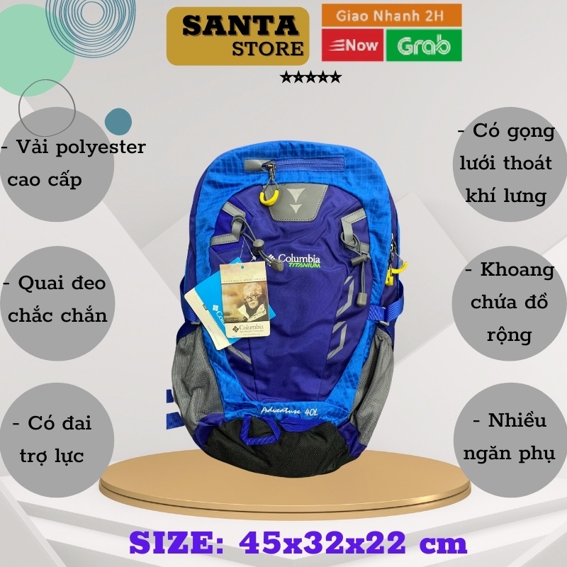 Balo thời trang nam kiểu dáng thể thao CL40L cao cấp SANTA STORE đựng đồ đi du lịch dã ngoại trekking vải chống nước