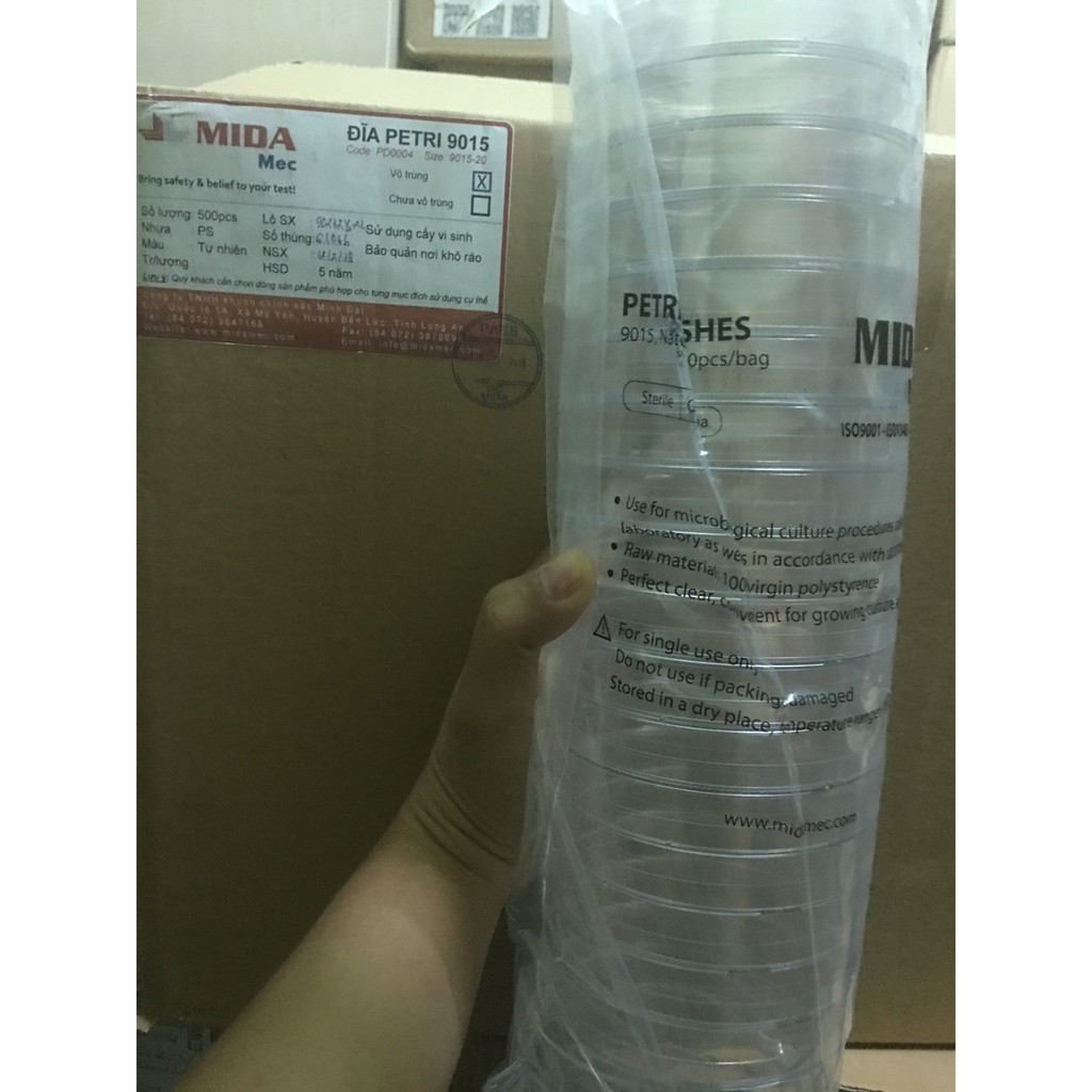 Thùng 500 đĩa petri nhựa 90x15