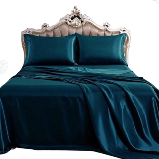 Bộ Ga Gối Lụa Lavish Silk Xanh Cổ Vịt Cao Cấp Mát Lạnh Hàng Loại 1 - CG032