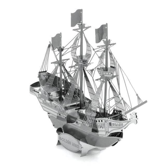 mô hình 3d kim loại lắp ráp thuyền buồm Golden Hind, đồ chơi xếp hình