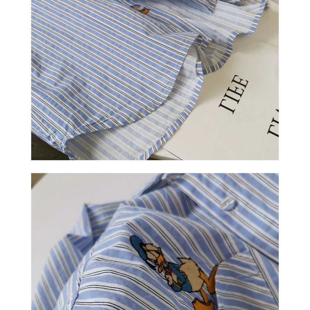 Áo Sơ Mi Tay Dài Kẻ Sọc In Họa Tiết Hoạt Hình Phong Cách Cổ Điển Thời Trang Cho Nữ