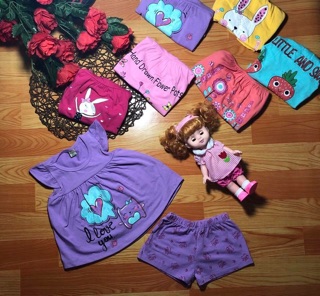 Freeship 99k TQ_Bộ cotton bé gái