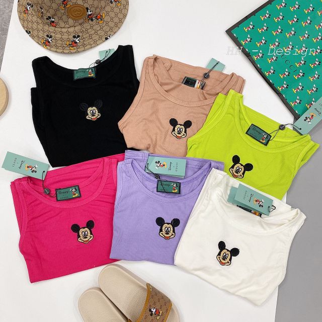 Áo ba lỗ tăm thêu mickey