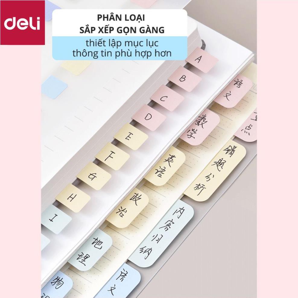 Giấy phân trang nhiều màu pastel - 28x25mm Deli - 21535 / 21536/ 21537 [Deli]