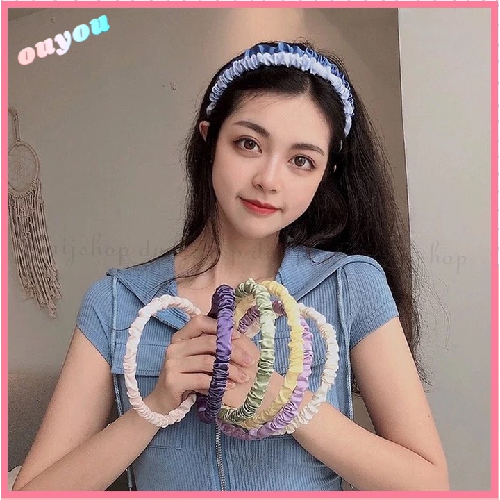[Cài tóc] Bờm tóc vải bản to phong cách vintage hàn quốc nhiều màu OUYOU
