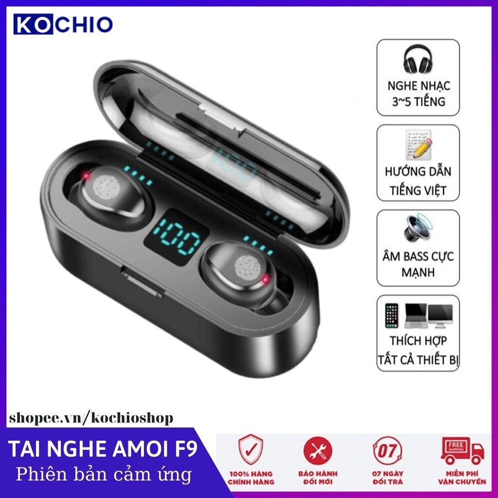 Tai nghe blutooth, tai nghe AMOI F9 phiên bản cảm ứng Cao Cấp, âm Bass trầm và ấm, đèn led hiển thị mức  pin - Kochio | BigBuy360 - bigbuy360.vn