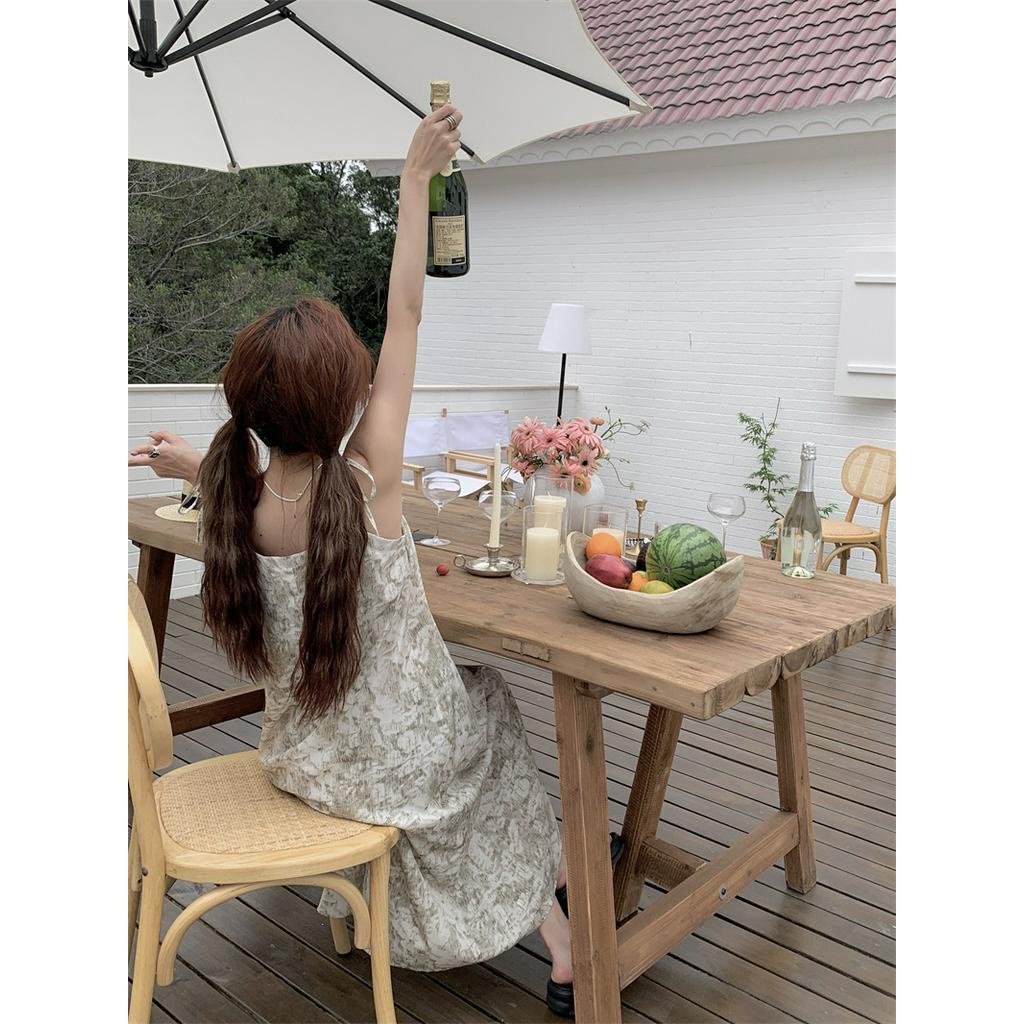 Đầm Hai Dây Họa Tiết Hoa Phong Cách vintage Thời Trang Xuân Hè