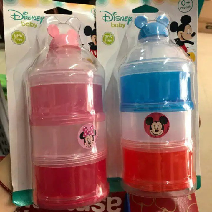 Hộp chia 3 ngăn nắp bật đựng sữa bột , đồ ăn dặm cho bé Upass/ Disney (Made in Thailand)