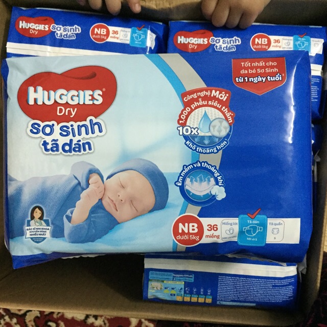 Tã dán sơ sinh Huggies NB36