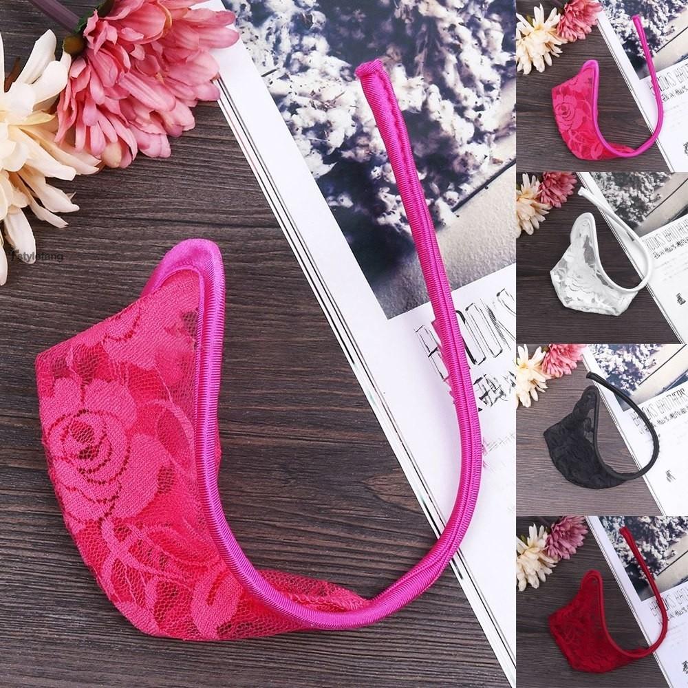 STYLEF-~Mens C-String Lace Lingerie Mens Sexy String Underwear C-String Floral-