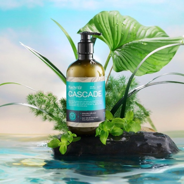 Dầu gội cao cấp olive HACHI VIETNAM Cascade 500g xanh ngọc dành cho tóc gàu tinh chất bạc hà Kháng khuẩn và nấm