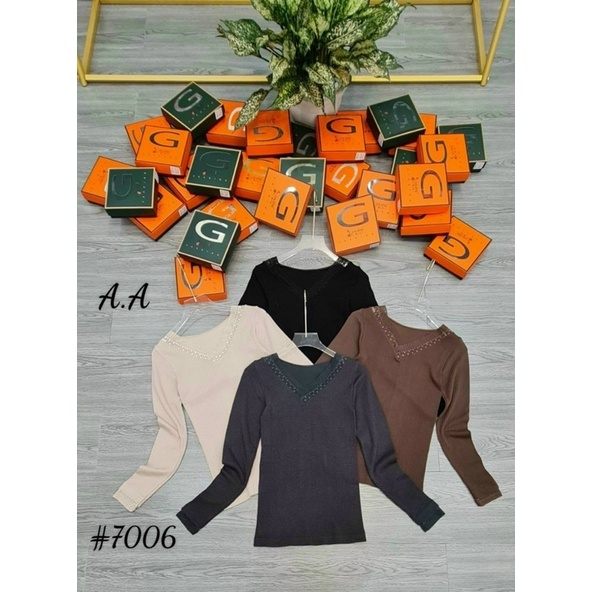 Full hộp Áo giữ nhiệt cổ tim phối ren 7006 cao cấp Bống Chic