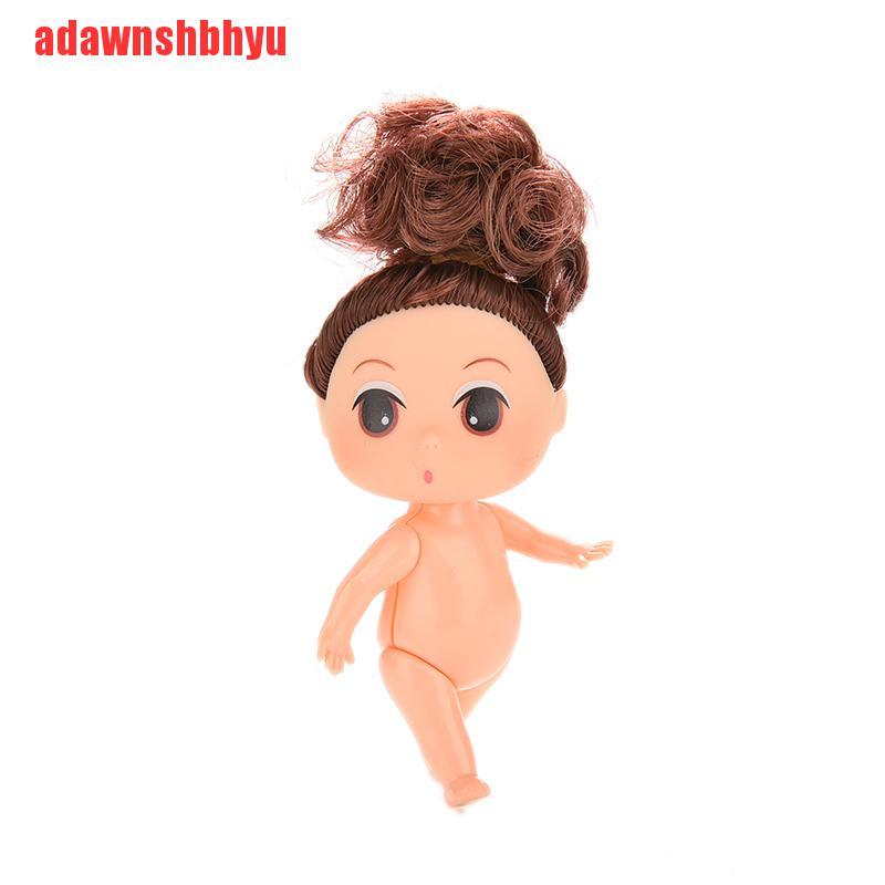 [adawnshbhyu]9cm Doll for Mini Ddung Dolls with Brown Bun Hair Baking Mold Dolls Girl Toys