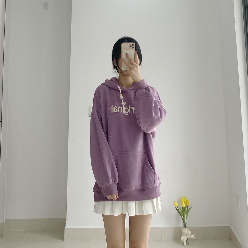 SWEATER Hoodie Nỉ CHẦN NHUNG DÀY DẶN thêu chữ Original Form Rộng Unisex