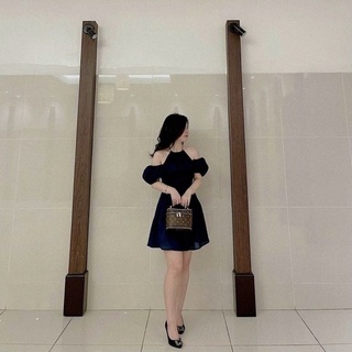 🦋Đầm Xanh Cồ Yếm Rớt Vai🦋