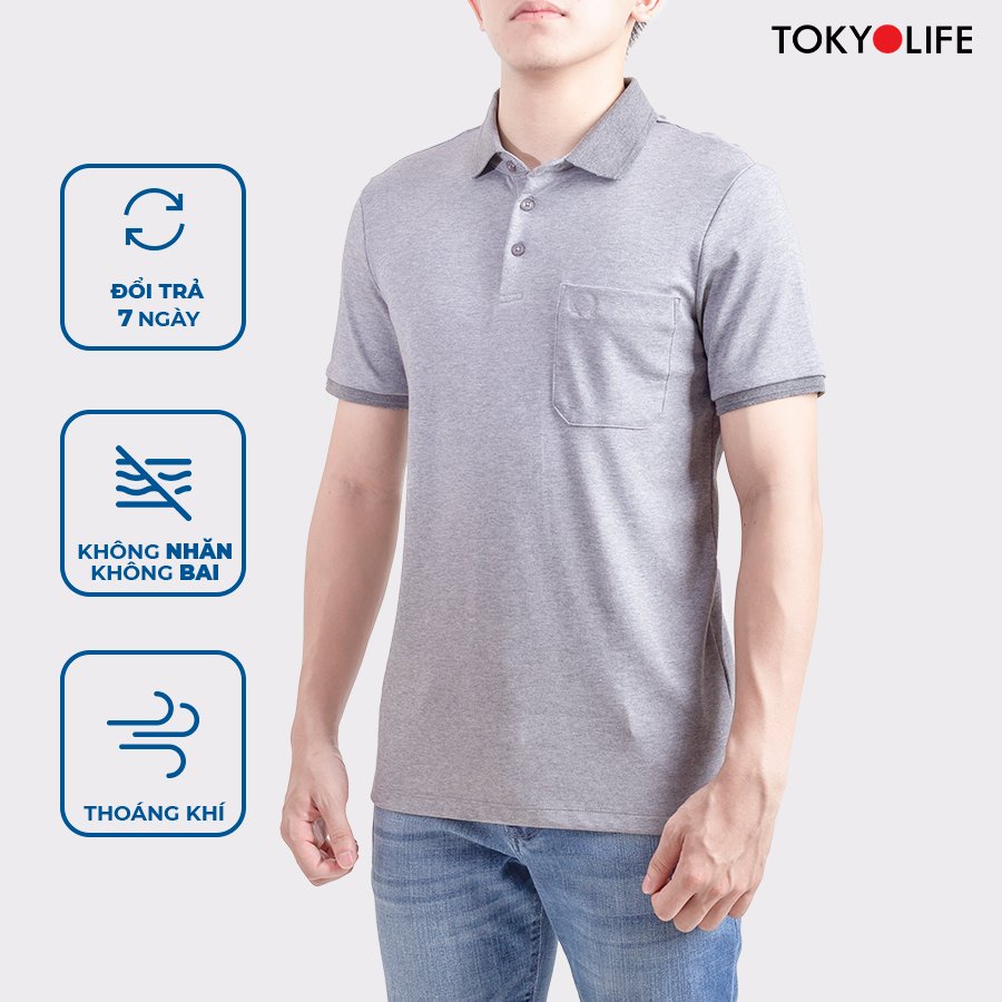 Áo Polo Nam Cotton Cao Cấp, Basic Sang Trọng Lịch Lãmcổ Đức có chân TOKYOLIFE I7POL500G