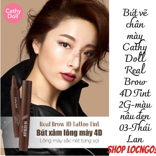 Bút vẽ chân mày Cathy Doll Real Brow 4D Tint 2G-màu nâu đen 03-Thái Lan by Shop LocNgo