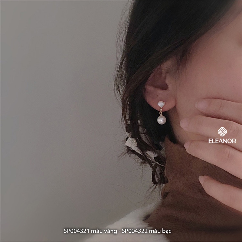 Bông tai cô dâu nữ ngọc trai nhân tạo chuôi bạc 925 Eleanor Accessories đính đá mặt tam giác phụ kiện trang sức 4321