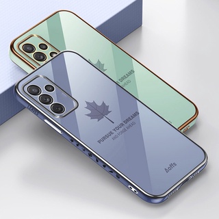 Ốp điện thoại silicon KOOSUK mỏng nhẹ tráng gương họa tiết lá phong thời trang cho Samsung Galaxy A04S A04 Core