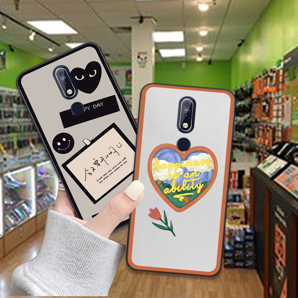 Ốp Nokia X5 / X6 / 7.1 / 7.1 Plus / X7 in hình trái tim caro đen trắng , hồng cute xinh xắn dễ thương