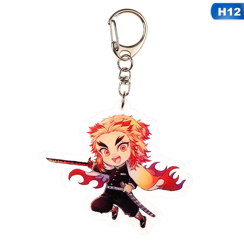 flowersqueen Móc chìa khóa in họa tiết hoạt hình Kimetsu no Yaiba xinh xắn bằng nhựa