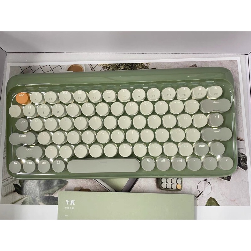 Bàn phím cơ không dây Bluetooth Lofree chính hãng màu xanh ngọc + chuột + máy tính