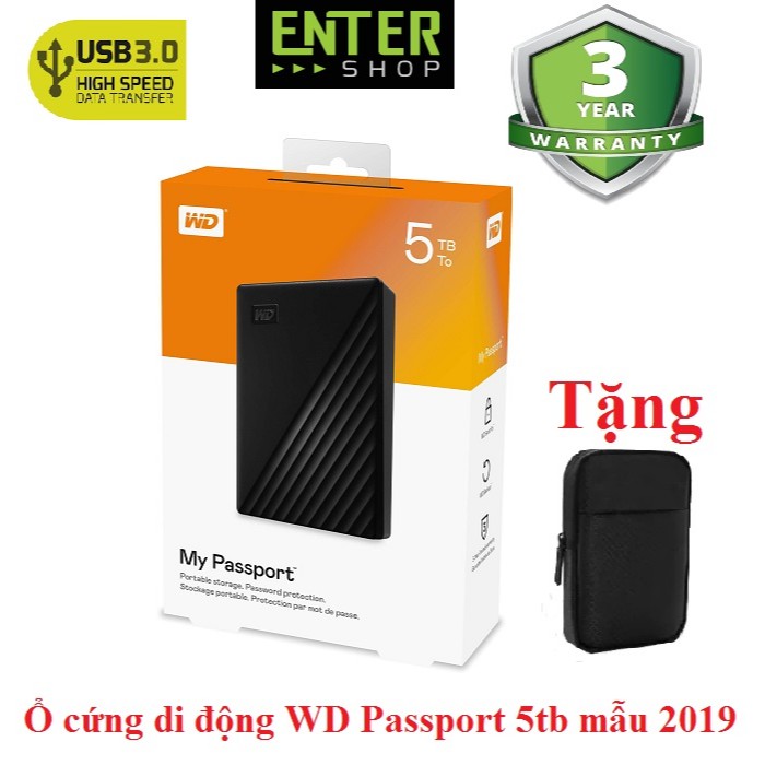 Ổ cứng di động WD My Passport 1Tb đến 5Tb Mẫu 2019 Tặng túi đựng