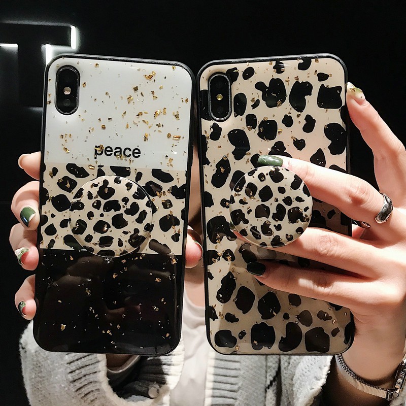 Redmi 9T Note 10 9 9S 8 Pro 7 Black Fashion Goddess Leopard Soft Case Full Cover + Holder & Stand BLF 65 66