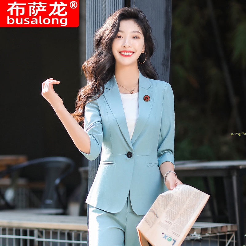 Bộ Trang Phục Công Sở Mùa Hè Năm 2021 Gồm Áo Khoác Tay Lửng + Quần Dài Phong Cách Công Sở Cho Nữ