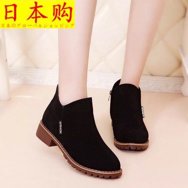 Giày bốt nữ cao cổ da lộn đế vàng mới có 2 màu đen nâu, phong cách boot nữ hàn quốc trẻ trung, boots nữ hot 2020