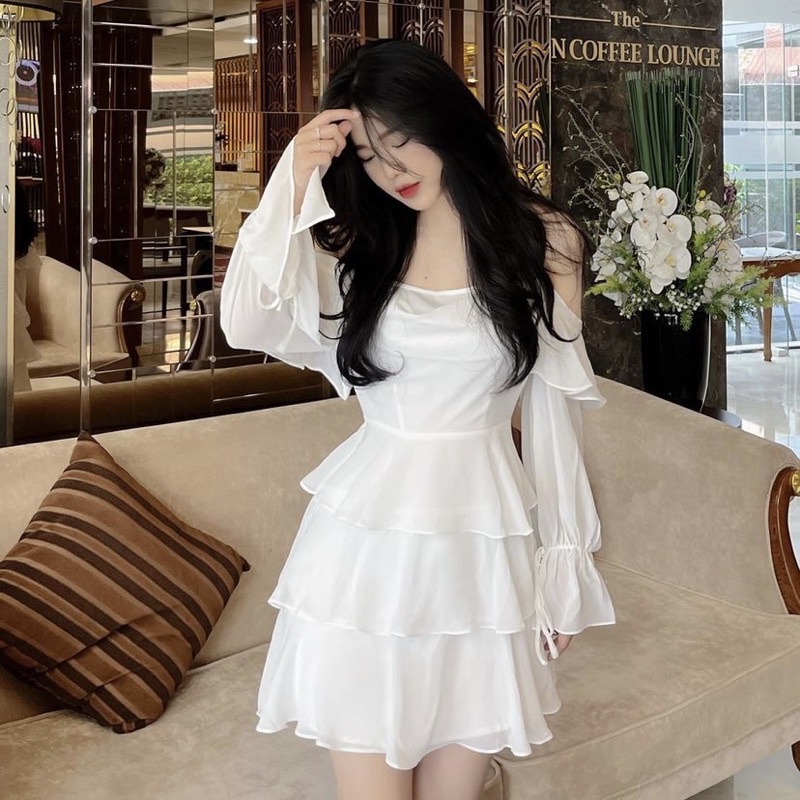 [MUA 1 TẶNG 1] [HÀNG OD 3 NGÀY] VÁY TRẮNG TẦNG BÈO SIÊU XINH DÂY CỔ SIÊU XINH TIFFANYDRESS HÌNH ẢNH ĐỘC QUYỀN | BigBuy360 - bigbuy360.vn