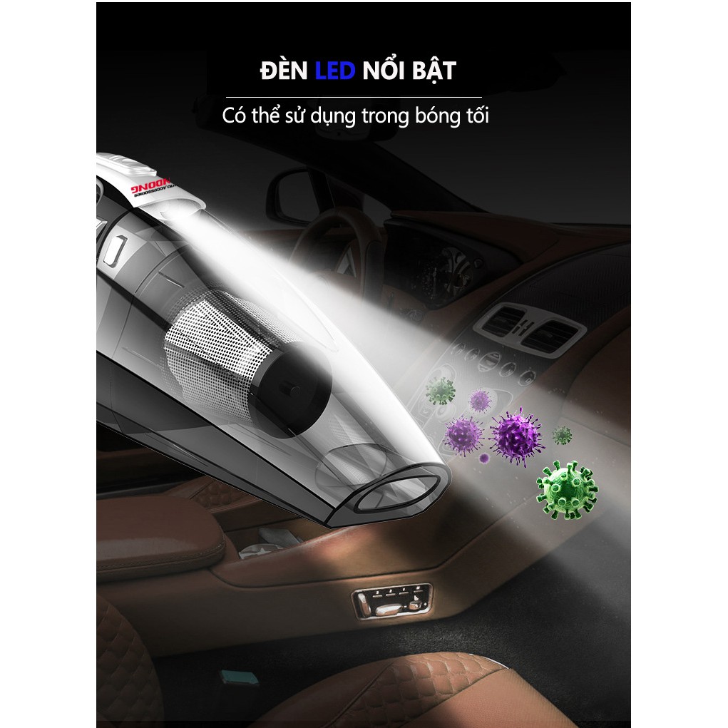 Máy hút bụi kiêm bơm lốp ô tô RUNDONG R-6055| 4 in 1 thiết kế hiện đại