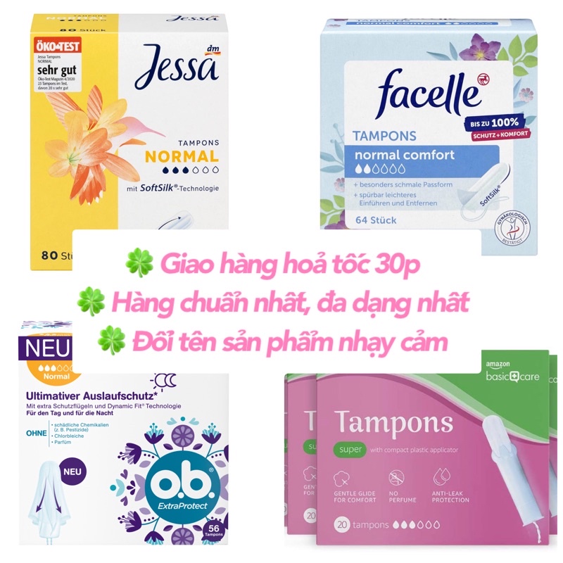 Tampon cao cấp OB Đức mẫu mới nhất đủ size - Băng vệ sinh dạng nút Date vô hạn