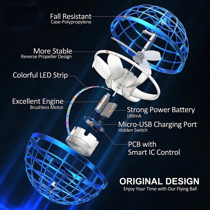 Đồ Chơi Bay Orb Xoay 360 Độ° Boomerang Đèn LED RGB-LED Có Thể Xoay Được