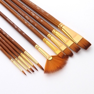 bộ 10 cọ nâu vẽ chuyên nghiệp