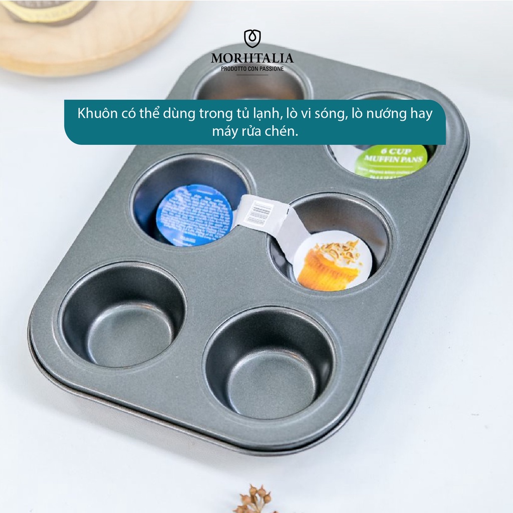 Khay nướng bánh Carlmann 6 cup siêu bền Moriitalia CM008242