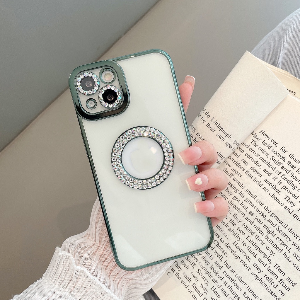 Ốp Điện Thoại Trong Suốt Chống Sốc Đính Đá Lấp Lánh Cho Iphone 11 12 13 Pro MAX X XR XS