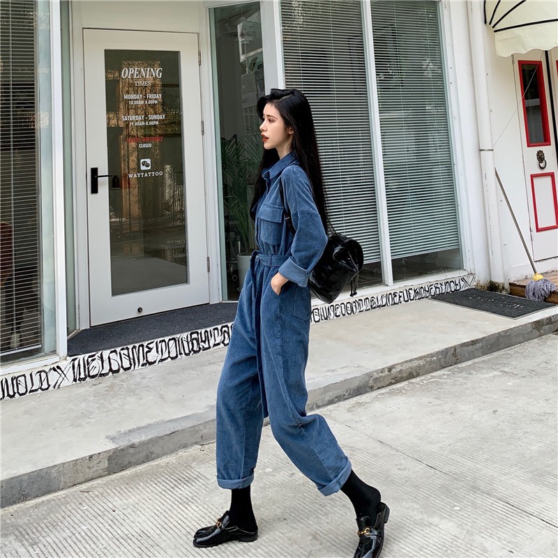 Jumpsuit quần jeans rộng cá tính 2020