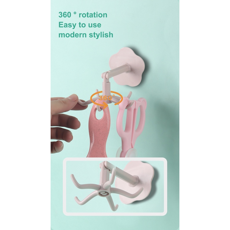 Bộ 2 Cái 2 Cái 2 Cái 360 Độ ° Móc Treo Đồ Dùng 5 Móc Dạng Xoay Tự Dính Không Cần Khoan Tiện Dụng Cho Gia Đình