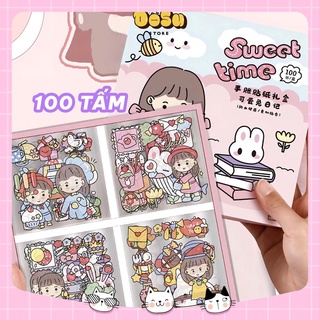 Set 100 miếng dán boy & girl dễ thương trang trí sổ tay / 100 tấm sticker