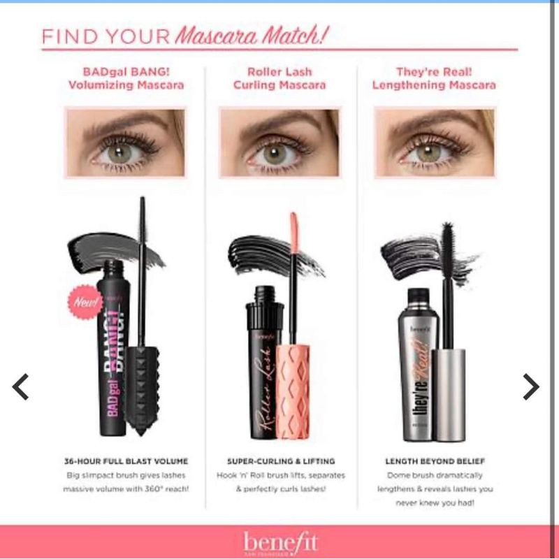 (Sẵn) Chuốt mi Benefit Cosmetics Roller Lash Curling &amp; Lifting Mascara, Badgal, They're Real