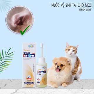 (ERKON - 60ML) Nước vệ sinh tai chó mèo ngăn ngừa viêm tai hiệu quả - Grooming Store