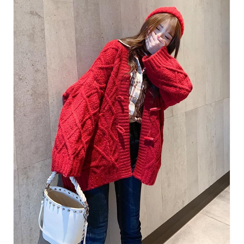 OFF-WHITE Áo Khoác Cardigan Dệt Kim Dáng Rộng In Họa Tiết Kim Cương Thời Trang Cho Nữ