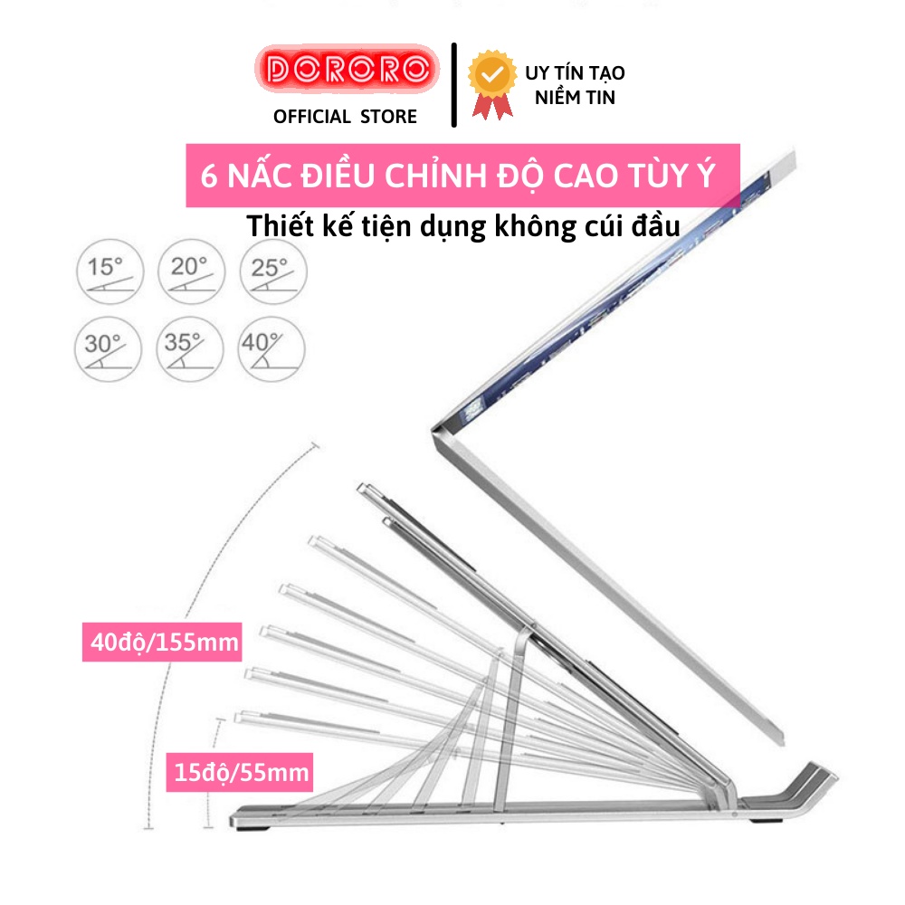 Đế kê laptop, Giá kê laptop, máy tính bảng , Mac , Ultrabook chất liệu bằng hợp kim nhôm điều chỉnh độ cao ,dễ gấp gọn