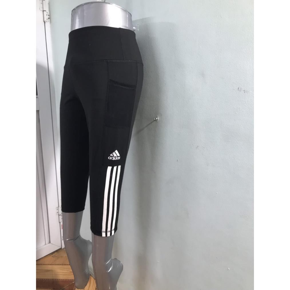 Quần tập gym, yoga, erobic, quần tập lửng adidas mầu đen 3 sọc NHQ03 !