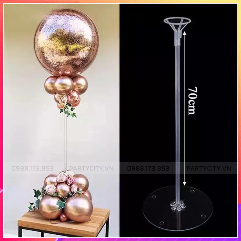 TRỤ BÓNG BAY, trụ gắn bóng BOBO giả bóng bay trang trí sinh nhật, sự kiện (gồm đế và 1 thanh dài, cao 70cm )