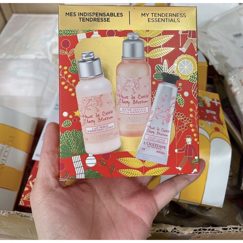 Set dưỡng da 3 món hộp thiếc vớ L'Occitane cherry blossom 2x35ml + 10ml