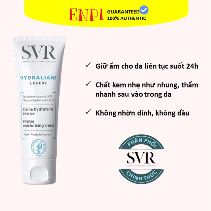 Kem dưỡng ẩm chuyên sâu cho da khô SVR Hydraliane Legere 40ml